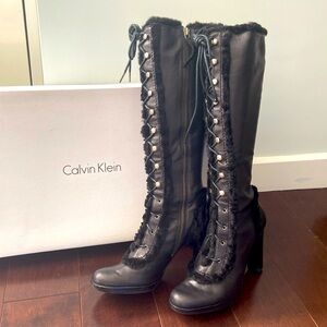 NEW Knee High Boots with Shearling Trim